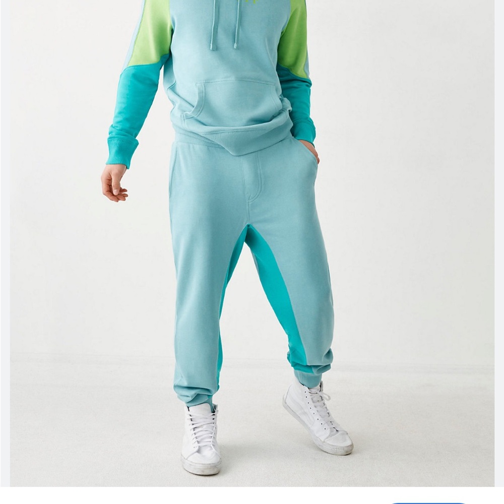 True Religion Blue and Green Performance Jacket and joggers set